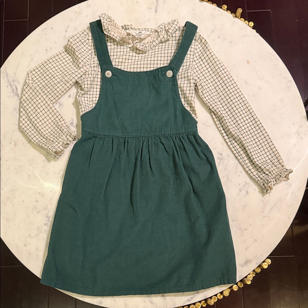 H&M Green and White Kids Matching Set